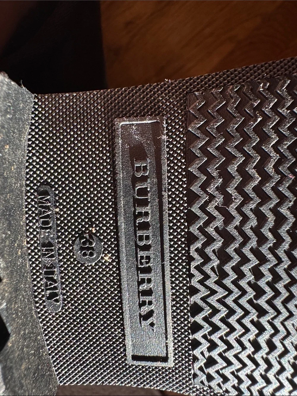 Burberry Black Gloss Rain Boots with Beige Plaid Cuff